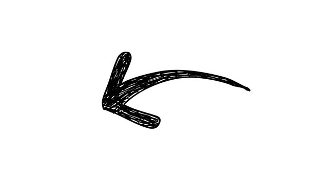 Dynamic rough diagonal arrow pointer reveal. Monochromatic grunge element adding a raw, artistic, or sketchbook style to video transitions and effects.
