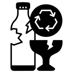 Glass Recycling black fill icon