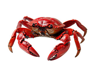 Detailed Red Crab Figurine on White Background