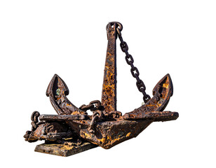 Rusty Anchor with Thick Chains and Pointed Flukes
