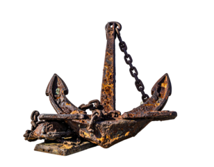 Rusty Anchor with Thick Chains and Pointed Flukes