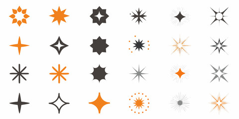 A collection of diverse starburst and sparkle shaped graphic elements