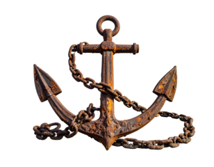 Rusty Anchor with Thick Chains and Pointed Flukes