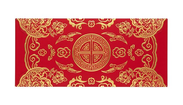Red envelope with gold Chinese traditional patterns.