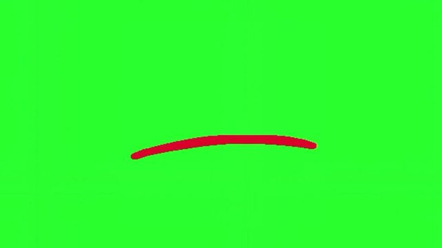 Animated red horizontal line or underline drawing element on a chroma key green screen background.
