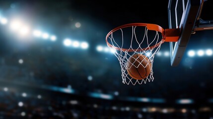 dunk. A basketball suspended mid-air near the hoop, capturing the intensity of the game. event key visuals, club posters, designed for fitness apps and gym onboarding, drives event promotion.