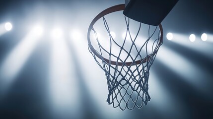 dunk. A basketball suspended mid-air near the hoop, capturing the intensity of the game. event key visuals, club posters, designed for fitness apps and gym onboarding, drives event promotion.