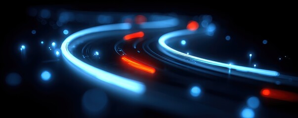 A kinetic neon chamber where intelligent motors form visual spirals outlining program complexity allowing engineers to review a mechanical issue using dynamic interaction