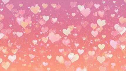 A vibrant background filled with various heart shapes in soft colors, creating a romantic and cheerful atmosphere.