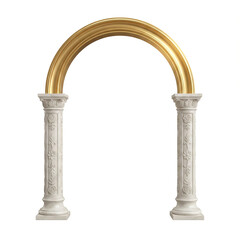Classical Archway with Golden Arch and Ornate White Pillars architecture ancient isolated on a transparent background