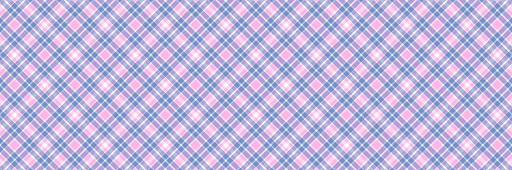 Seamless pink and purple gingham argyle pattern background with white diagonal lines. Ideal for textiles, fashion, branding, or digital projects. 