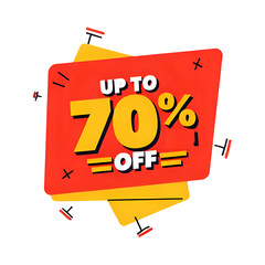 A vibrant promotional banner displaying a significant percentage discount offer