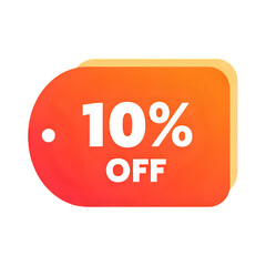 A vibrant orange and yellow badge displays a ten percent off discount