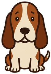 Basset Hound Sitting Dog Illustration
