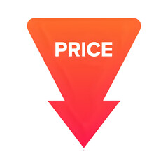 A downward pointing triangle graphic with the word price displayed prominently