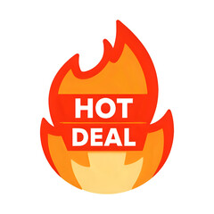 A vibrant flame graphic with the text hot deal prominently displayed