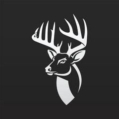 Whitetail Deer with antlers vector design silhouette