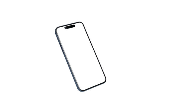 Angled view of a smartphone, illuminated screen, floating against a solid black background