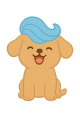 Obraz premium Sticker, cute animal character, dog long hair