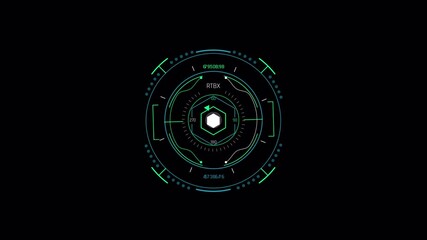 Futuristic HUD Display Animation with Digital Target and Data Elements. - Powered by Adobe