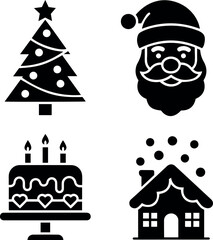 Festive Holiday and Celebration Icons Set: Christmas, Birthday, Winter Themes
