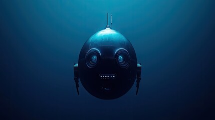 Submerged metallic sphere vessel in deep water.