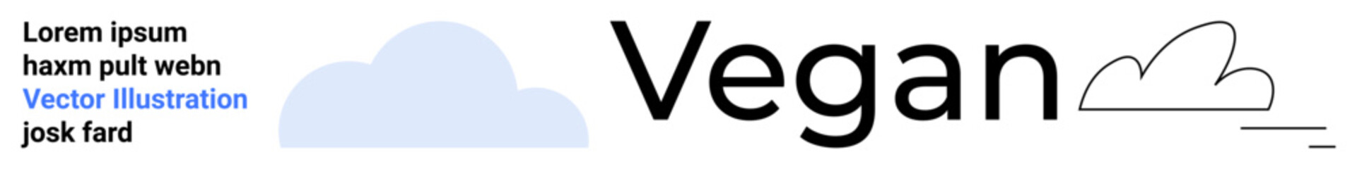 Sustainable living, plant-based diets, branding, graphic design, eco-consciousness, nature. Text Vegan with artistic cloud. Sustainable living and plant-based diets concept