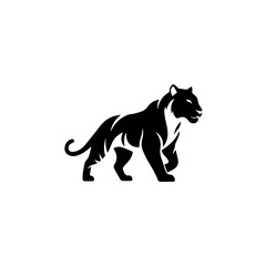 Obraz premium Powerful and majestic black panther silhouette walking confidently