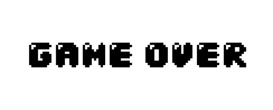 Pixel Art game design that contains Game Over font transparent background. can be used for wallpaper, template card and background. Simple and cute card