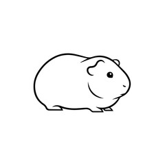 Adorable outline illustration of a pet guinea pig, perfect for icons or logos