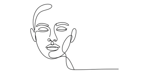 Minimalist line drawing of a womans face in simple continuous lines