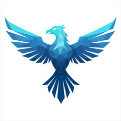 Geometric Phoenix Logo – Low Poly Eagle Vector Illustration in Blue Gradient