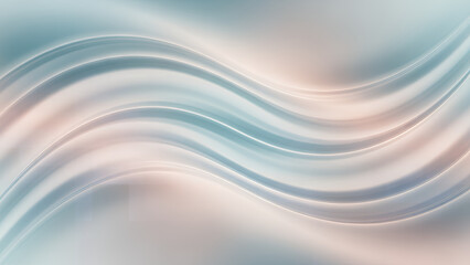 Fototapeta premium Abstract background with smooth, flowing waves in soft blue, teal, and peach tones, creating a serene and elegant visual.