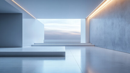 Modern urban architectural interior space