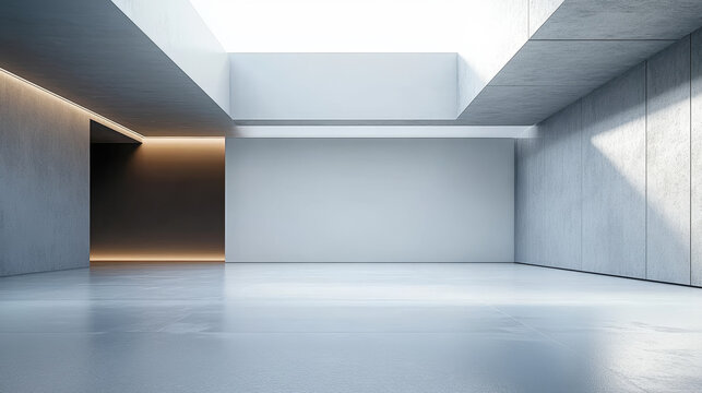 Minimalist Concrete Building Interior Space Light and Shadow Background