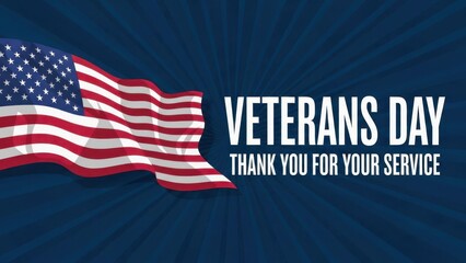 Honoring american veterans with flag and thank you message