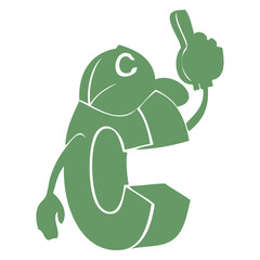 Animated C Icon: An animated C icon, a creative cartoon character. This icon conveys an air of charm and appeal. It is crafted with simplicity.