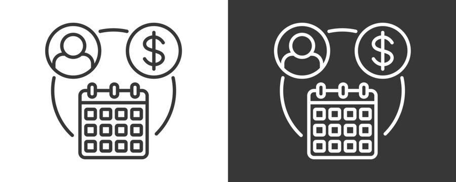 Subscription Model Icon Set Vector Collection Isolated In Black And White