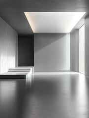 Minimalist Concrete Building Interior Space Light and Shadow Background