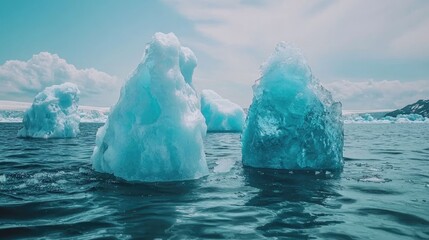 Floating icebergs in tranquil waters arctic ocean nature photography clear skies serene landscape