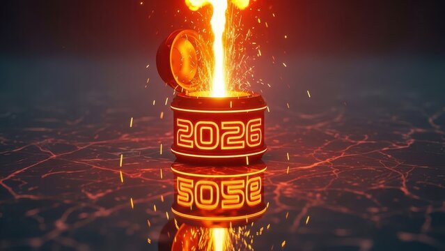 Fiery new year 2023 celebration with sparks and reflection