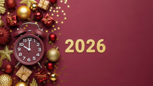 New year s eve countdown clock with 2026 celebration decorations