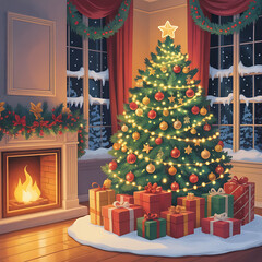 christmas tree with gifts
