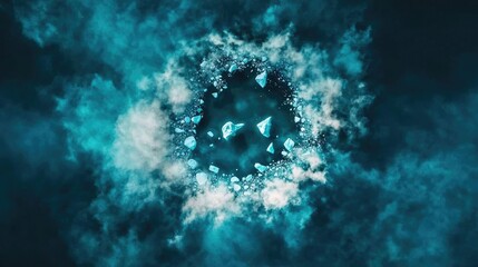 Dynamic crystal explosion in dark atmosphere abstract art digital illustration energetic vibes