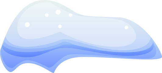 Winter snow window snowdrift ice cap with a rounded snowy drift forming a soft frozen pile. Cartoon vector snowcap, clean holiday rooftop frame shows layered white and blue frost, cold isolated border © Seavector