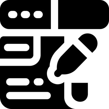 article writing glyph icon. Strong and solid vector icon for websites, mobile interfaces, presentations, and visual branding. High quality and easy to edit.