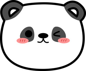 Cute cartoon panda winking eye illustration
