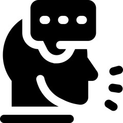 speech glyph icon. Strong and solid vector icon for websites, mobile interfaces, presentations, and visual branding. High quality and easy to edit.