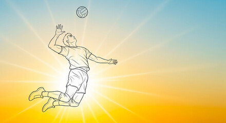 Volleyball player jumping to serve or spike the ball