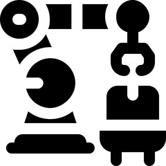 robot arm glyph icon. Strong and solid vector icon for websites, mobile interfaces, presentations, and visual branding. High quality and easy to edit.